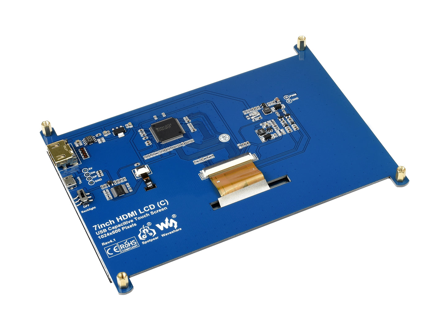 7inch Capacitive Touch Screen LCD (C), 1024×600, HDMI, IPS, Low Power