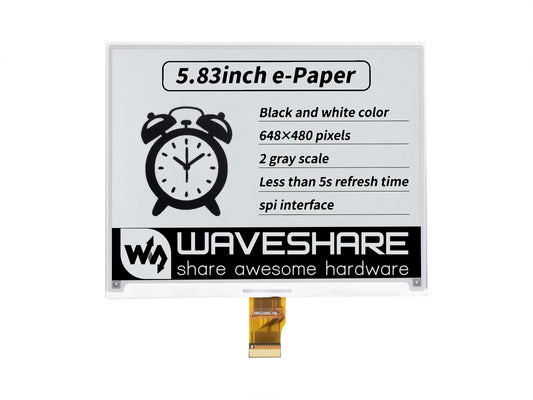 5.83inch E-Paper E-Ink Raw Display, 648×480, Black / White, SPI, Without PCB