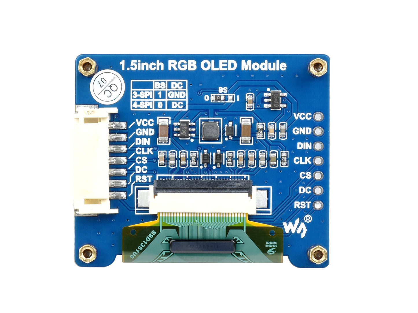 1.5inch RGB OLED Display Module, 65K RGB Colors, 128×128, SPI