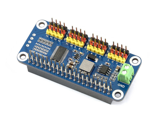 Servo Driver HAT for Raspberry Pi, 16-Channel, 12-bit, I2C