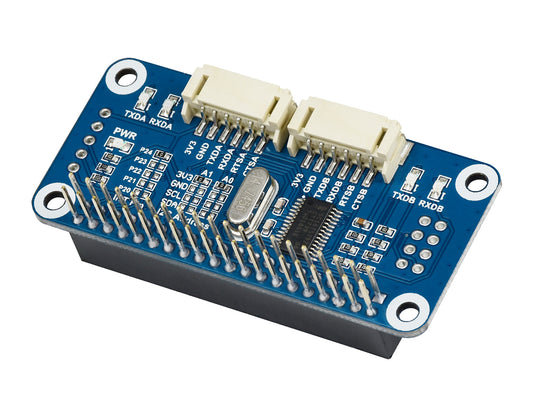 Serial Expansion HAT for Raspberry Pi, I2C Interface, 2-ch UART, 8 GPIOs