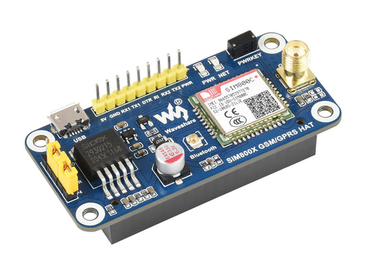 SIM800C GSM / GPRS / Bluetooth HAT for Raspberry Pi, 2G Communication