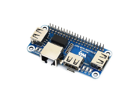 Ethernet / USB HUB HAT for Raspberry Pi, 1x RJ45, 3x USB