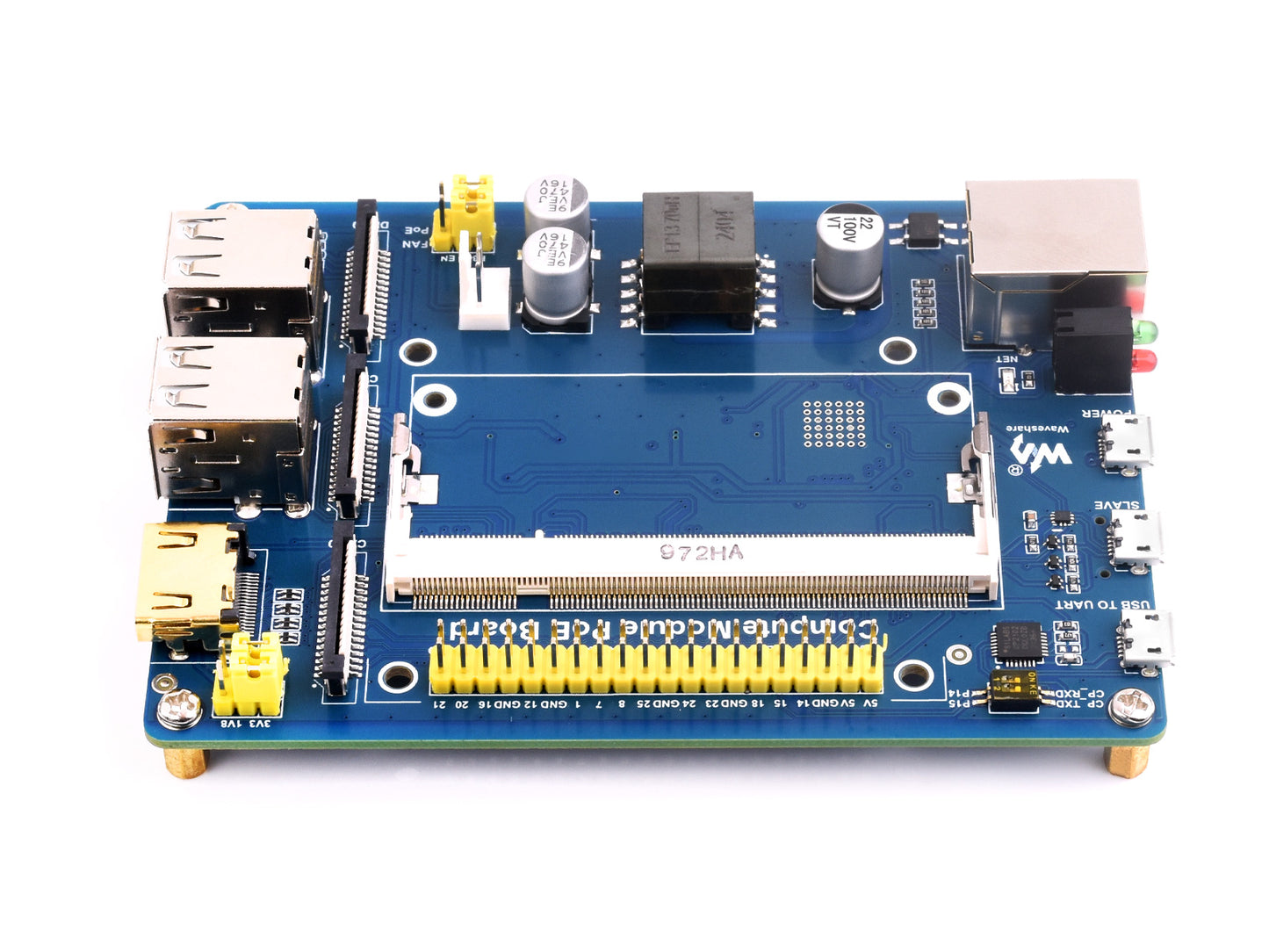 Compute Module IO Board with PoE Feature, Composite Breakout Board for Developing with Raspberry Pi CM4S / CM3 / CM3L / CM3+ / CM3+L