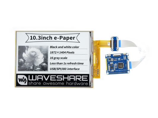 1872×1404, 10.3inch flexible E-Ink display HAT for Raspberry Pi