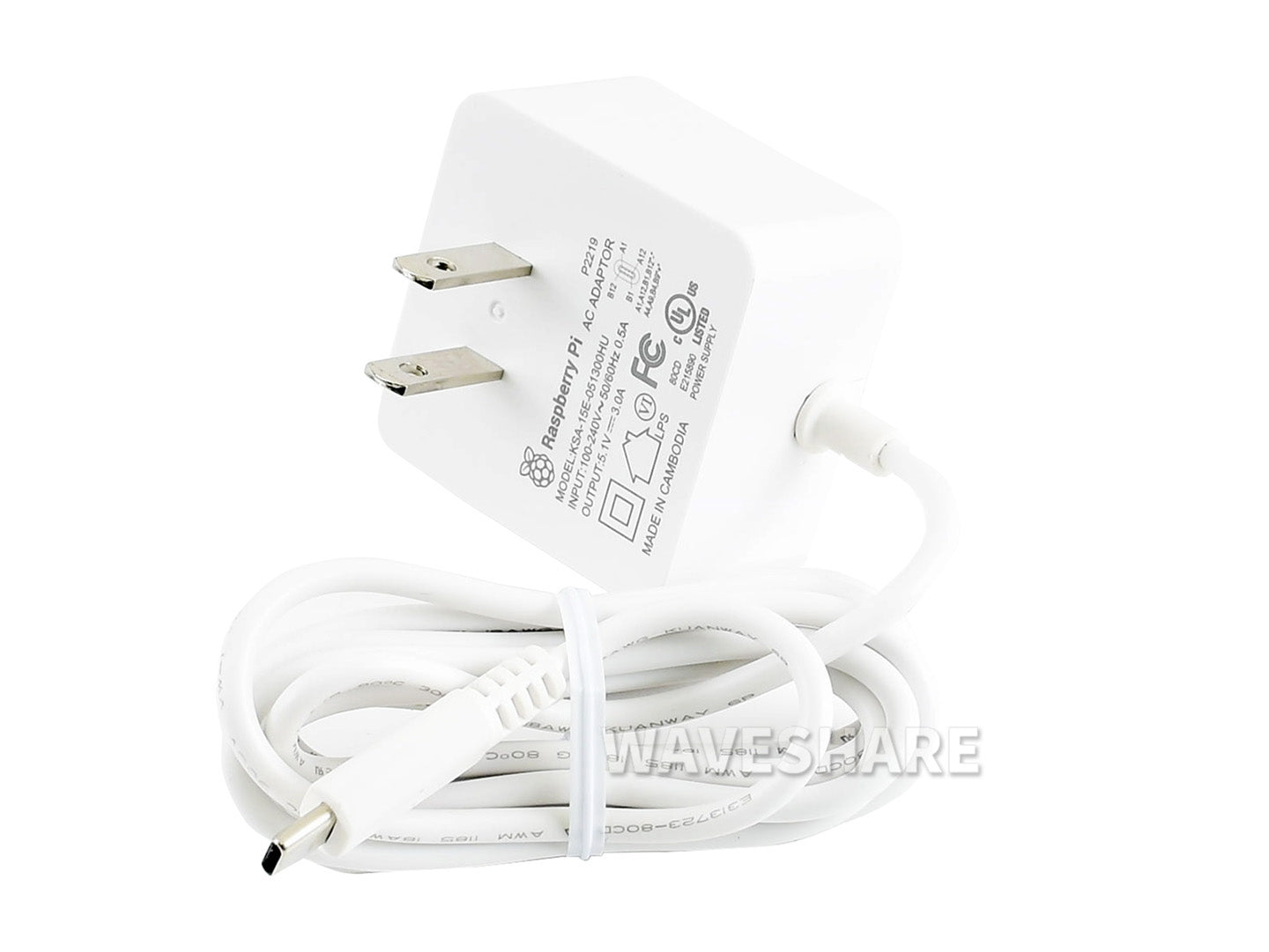 Official USB-C Power Supply for Raspberry Pi 4, US, White
