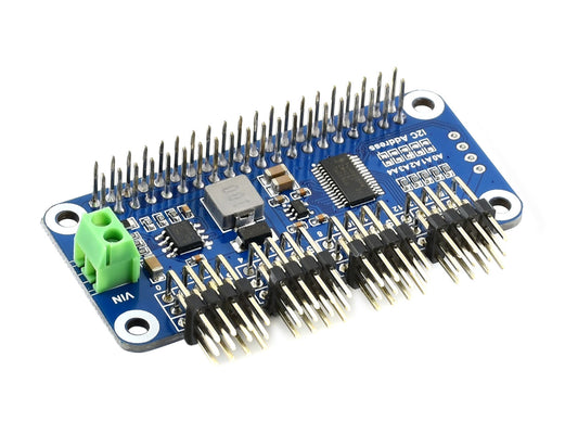 Servo Driver HAT (B) for Raspberry Pi, 16-Channel, 12-bit, I2C