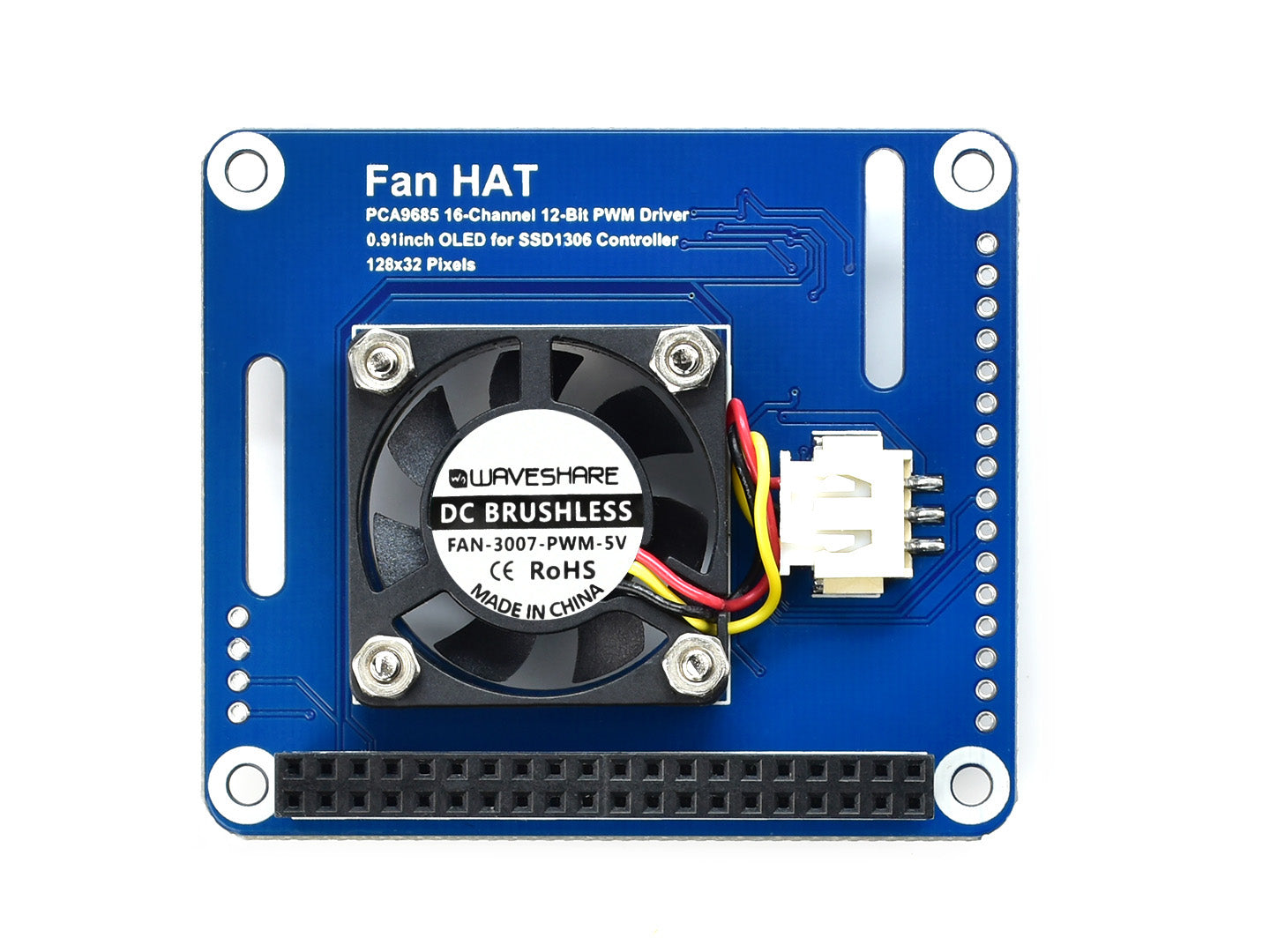 PWM Controlled Fan HAT for Raspberry Pi, I2C, Temperature Monitor