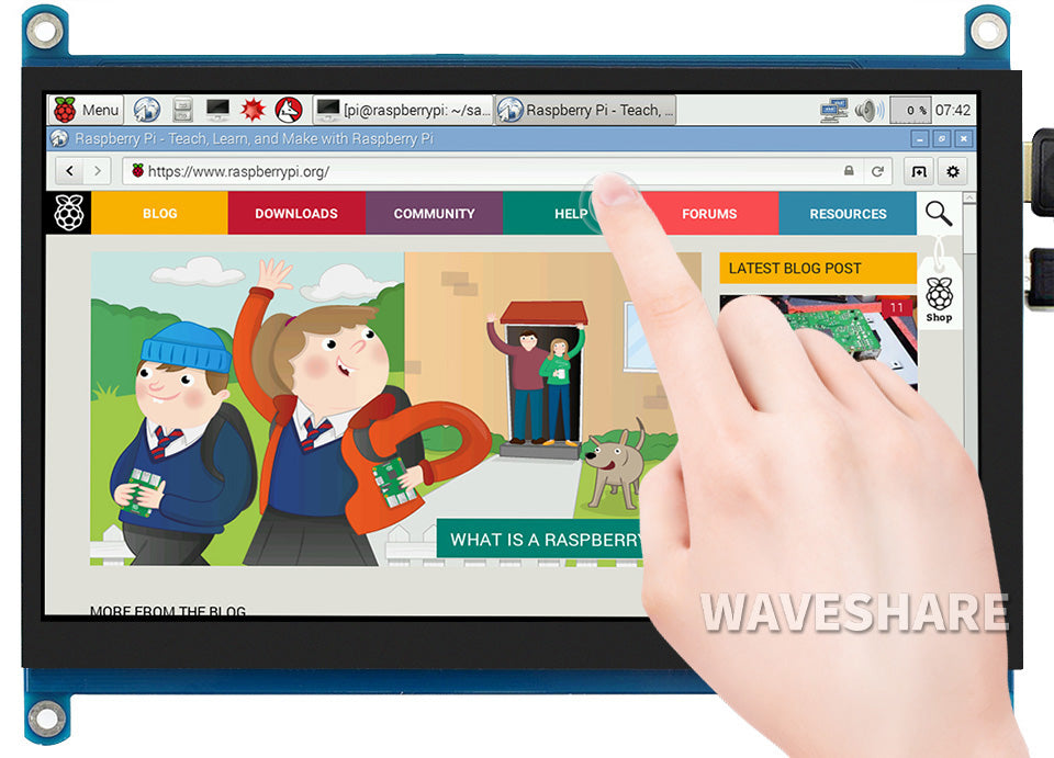 7inch QLED Quantum Dot Display, Capacitive Touch, 1024×600, G+G Toughened Glass Panel, Various Systems Support