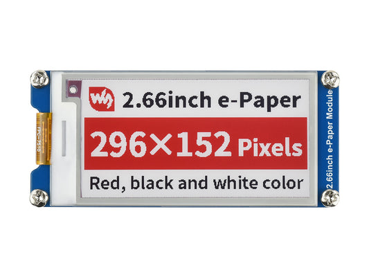 2.66inch E-Paper E-Ink Display Module (B), 296×152, Red / Black / White, SPI