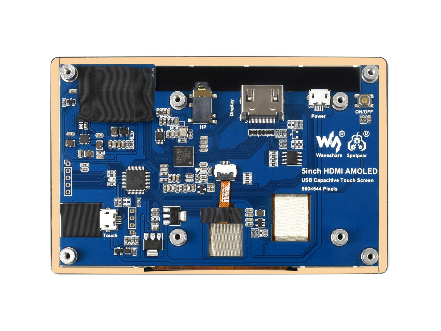 5inch Capacitive Touch AMOLED Display, 960×544, HDMI, Optical Bonding Toughened Glass Cover