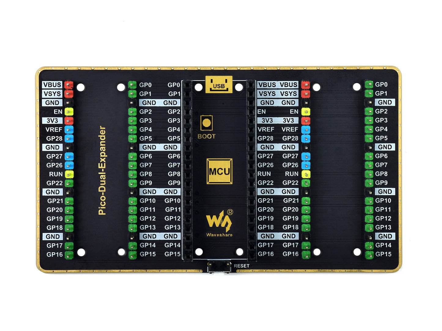 Dual GPIO Expander for Raspberry Pi Pico, Two Sets of Male Headers
