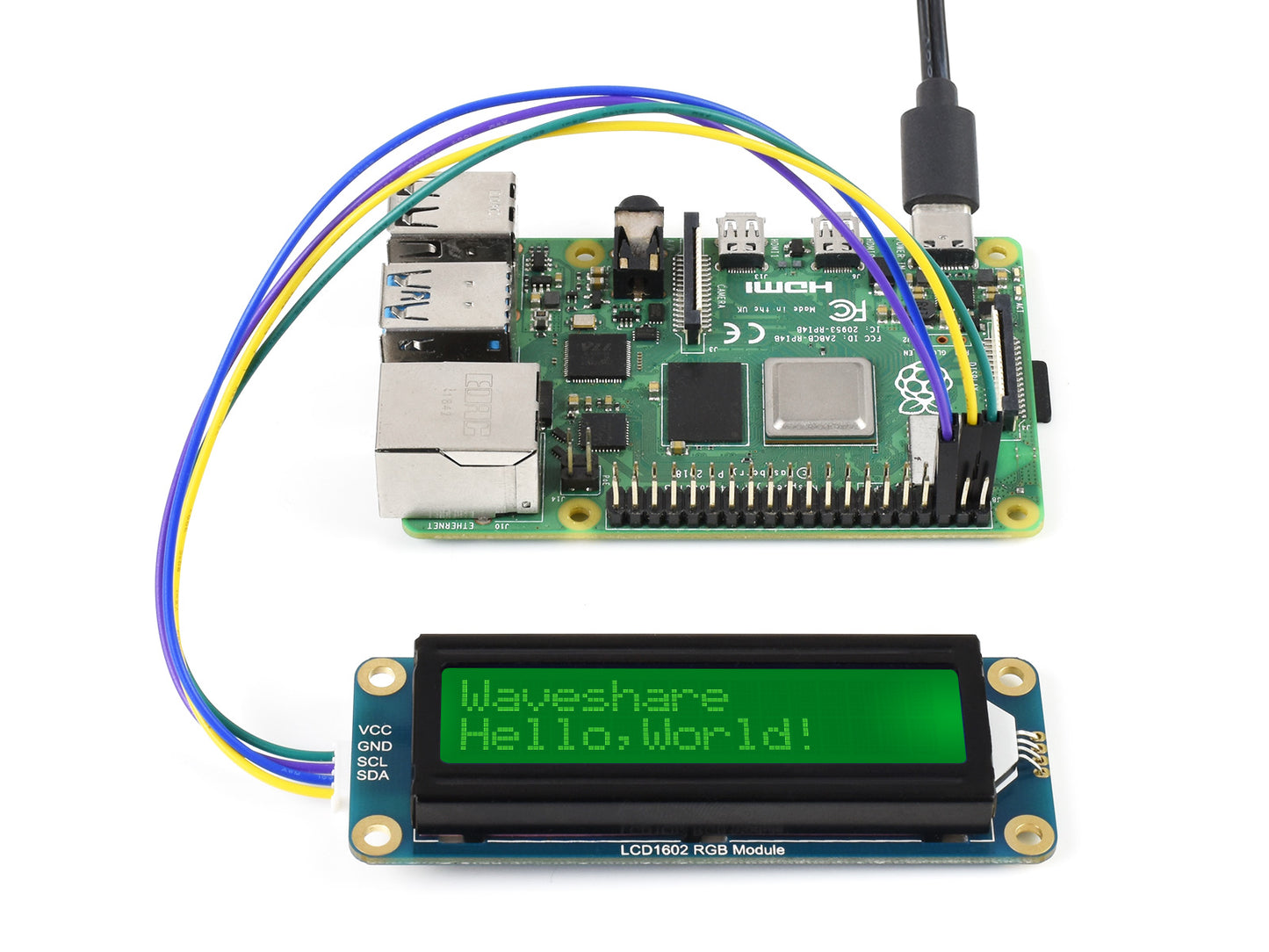 LCD1602 RGB Module, 16x2 Characters LCD, RGB Backlight, 3.3V/5V, I2C Bus