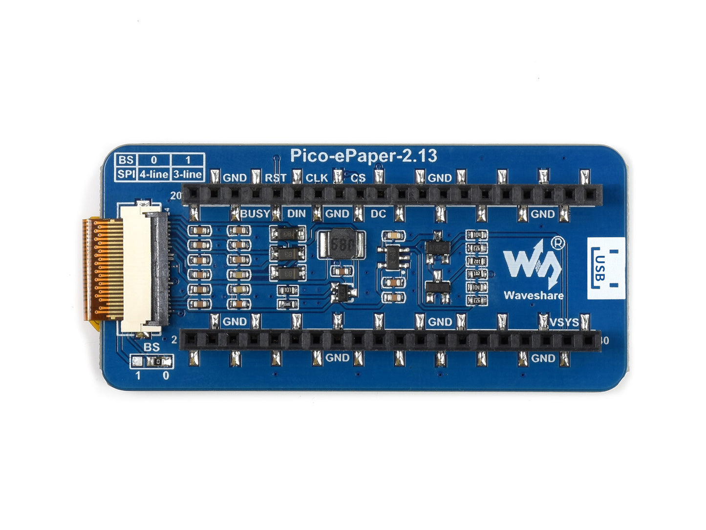 2.13inch E-Paper E-Ink Display Module (B) for Raspberry Pi Pico, 250x122, Red / Black / White, SPI