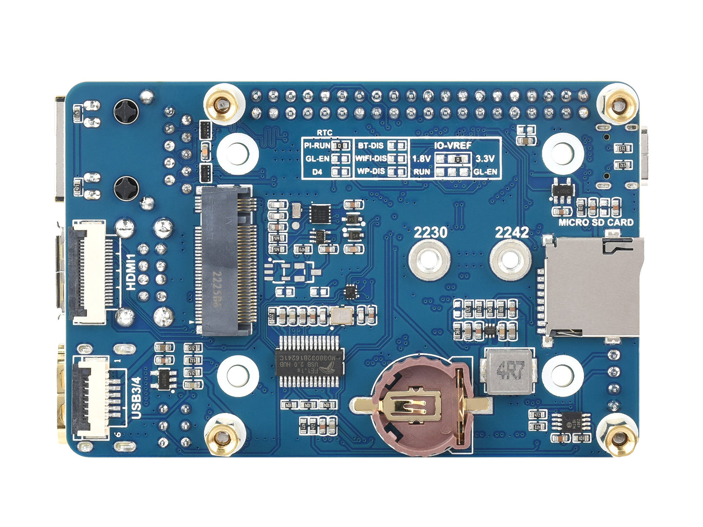 CM4-IO-BASE-BOX-B + USB HDMI Adapter, for Raspberry Pi Compute Module 4