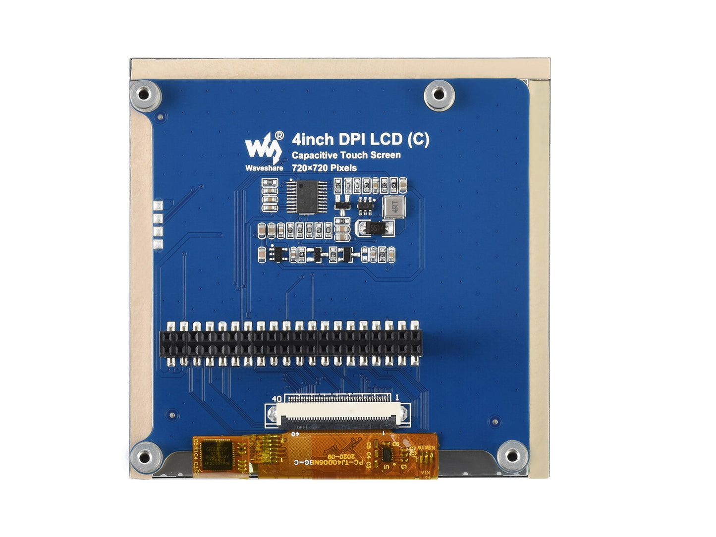 4inch Square Capacitive Touch Screen LCD (C) for Raspberry Pi, 720×720, DPI, IPS, Toughened Glass Cover, Low Power
