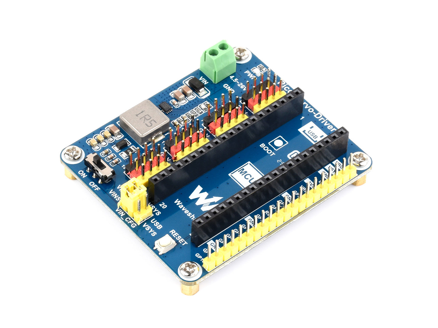 Servo Driver Module for Raspberry Pi Pico, 16-ch Outputs, 16-bit Resolution
