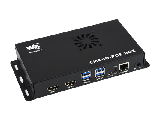 PoE Mini-Computer Based on Raspberry Pi Compute Module 4 (NOT Included), Metal Case, With Cooling Fan