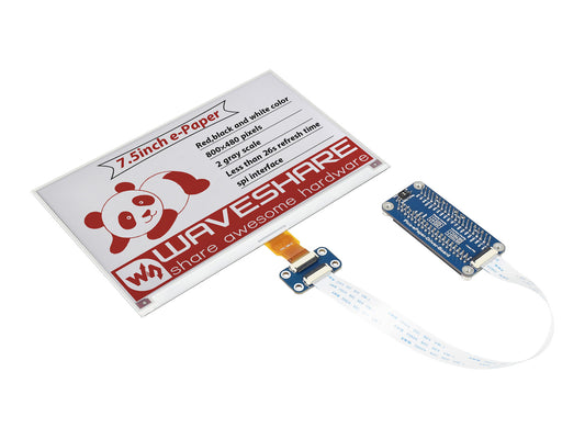7.5inch E-Paper E-Ink Display Module (B) for Raspberry Pi Pico, 800×480, Red / Black / White, SPI