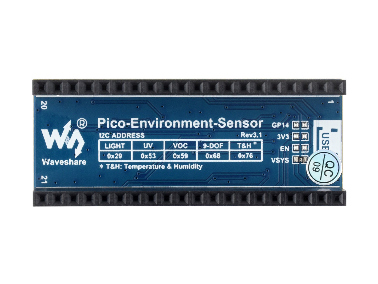 Environment Sensors Module for Raspberry Pi Pico, I2C Bus