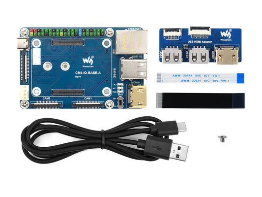 CM4-IO-BASE-A + USB HDMI Adapter, for Raspberry Pi Compute Module 4