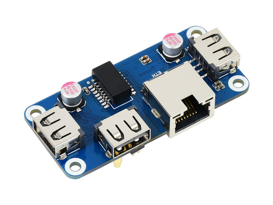 Ethernet / USB HUB HAT (B) for Raspberry Pi Series, 1x RJ45, 3x USB 2.0