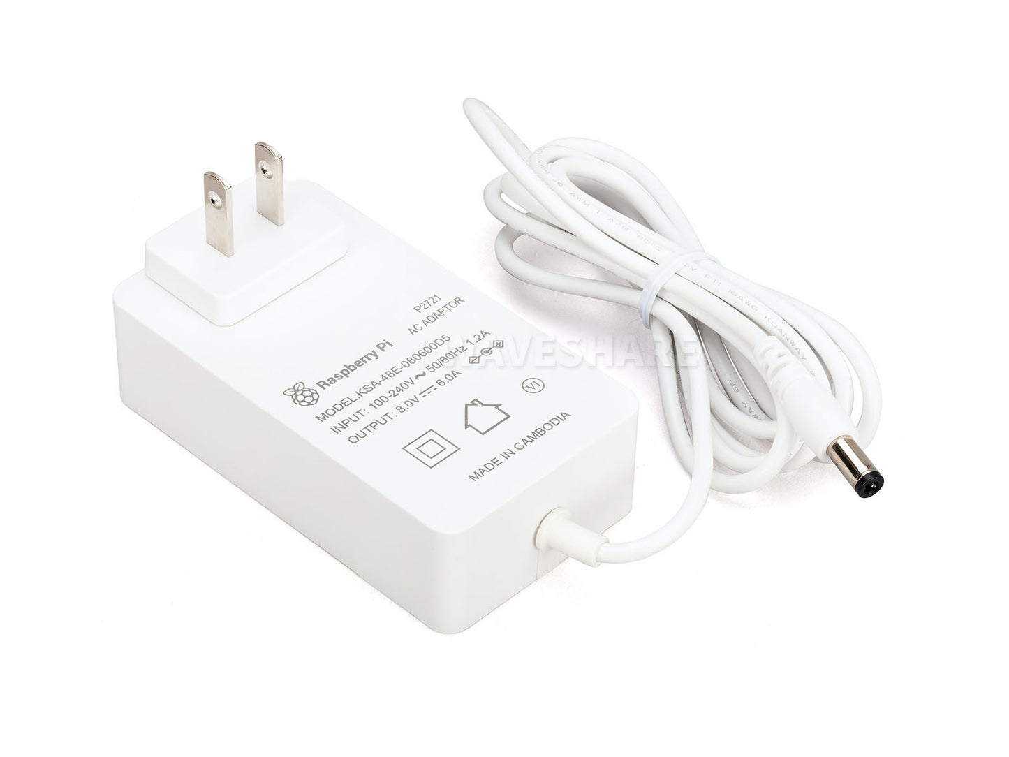 Raspberry Pi Build HAT Power Supply, 48W, 8V 6A, DC2.1