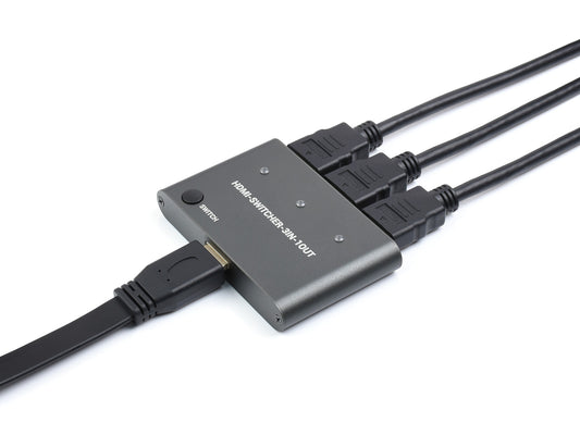 HDMI 4K Switcher, 3 In 1 Out, One-Click Switch