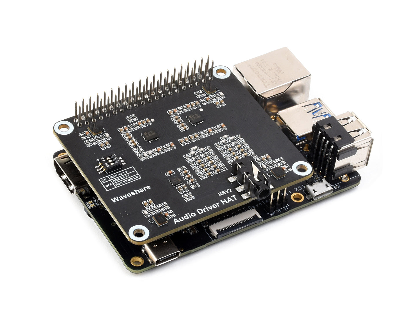 Audio Driver Board for RDK X3 Development Board, Supports Audio Playback And Recording, Stereo Encoding / Decoding, Onboard Headphone Jack And 4-Ch Microphones