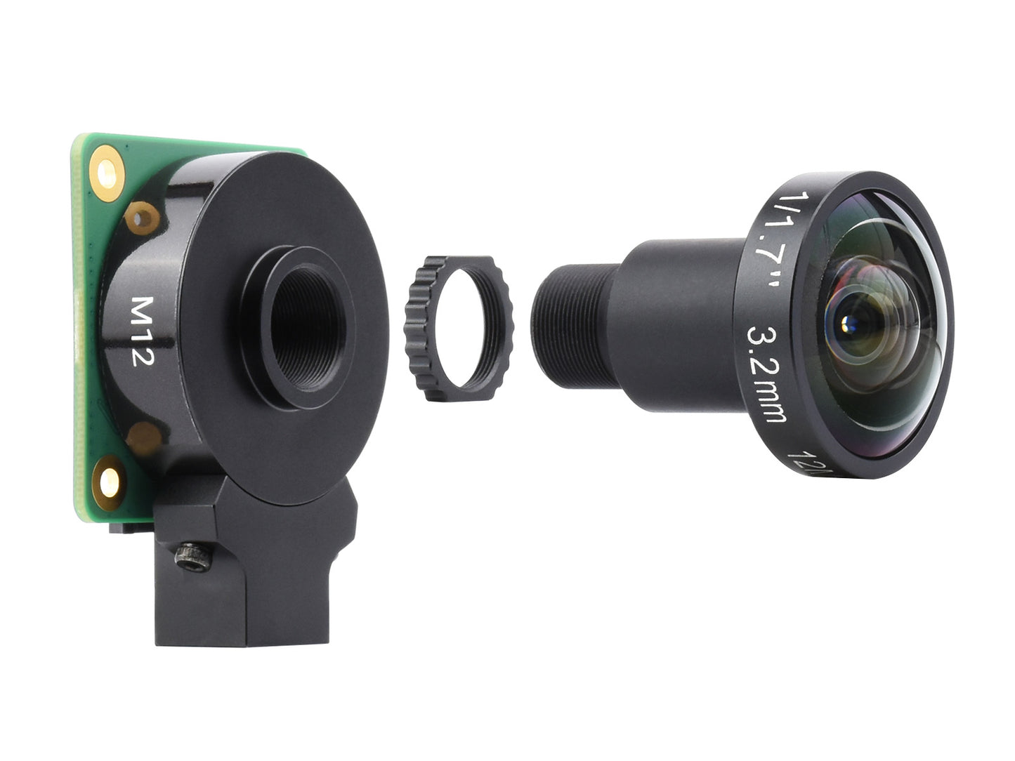 M12 High Resolution Lens, 12MP, 160° FOV, 3.2mm Focal length, Compatible with Raspberry Pi High Quality Camera M12
