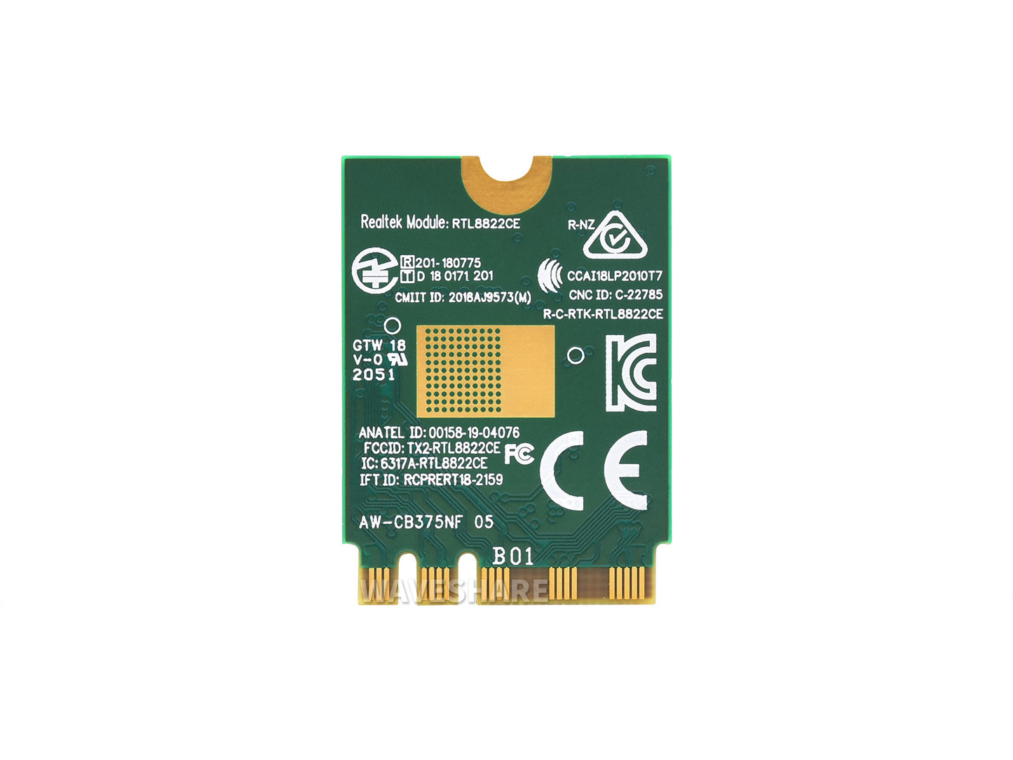 AW-CB375NF Dual-Band Wireless NIC, 2.4G/5GHz Dual-Band WiFi 5, RTL8822CE-CG Core, Bluetooth 5.0, Supports BLE