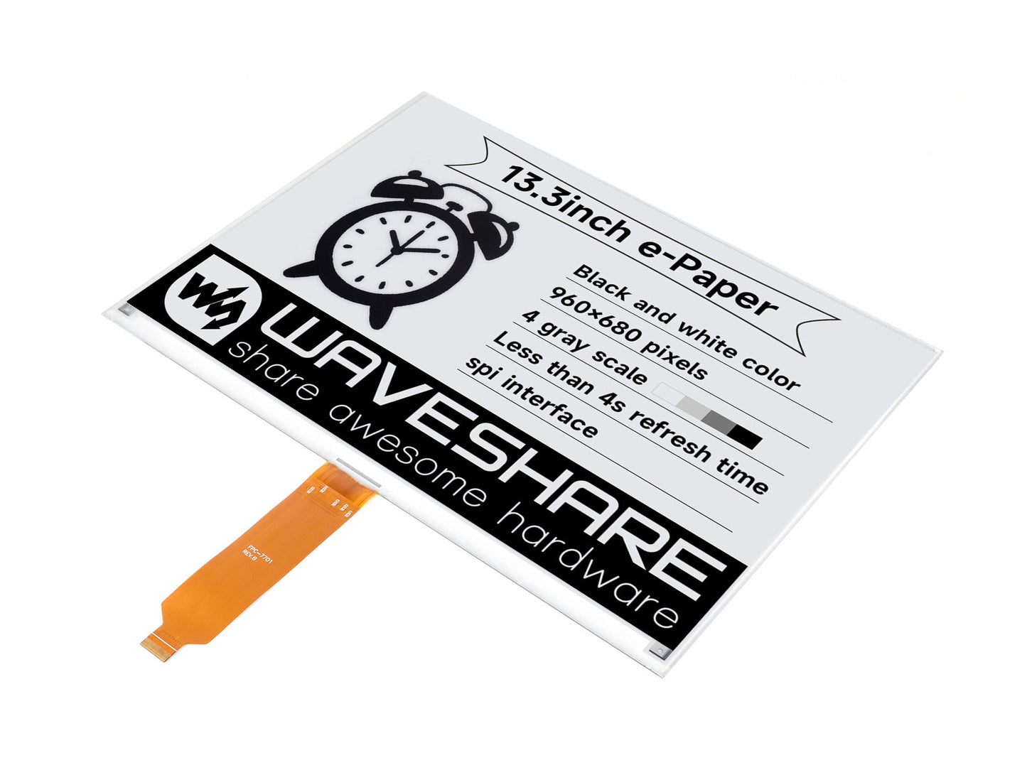 960×680, 13.3inch E-Ink raw display, SPI interface, without PCB