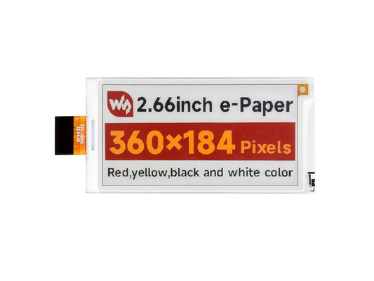 2.66inch E-Paper (G) raw display, 360x184, Red/Yellow/Black/White, SPI Communication