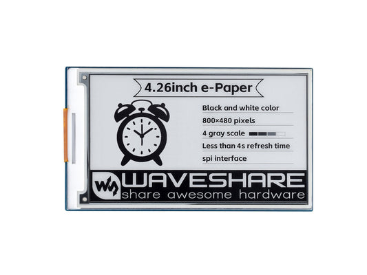 4.26inch e-Paper display HAT, 800x480, Black/White, SPI Interface