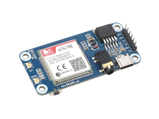 Cat-1/GSM/GPRS/GNSS HAT for Raspberry Pi, Based On A7670E module, LTE Cat-1 / 2G support, GNSS positioning