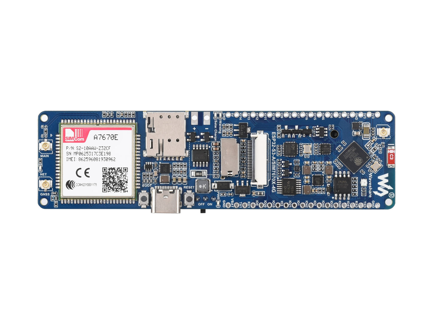 ESP32-S3 A7670E 4G Development Board, LTE Cat-1 / 2G / WiFi / Bluetooth / Telephone Call / SMS / GNSS Positioning Support