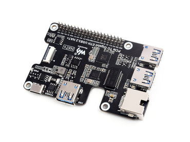 PCIe To Gigabit Ethernet And USB 3.2 Gen1 HAT For Raspberry Pi 5, 3x USB 3.2 Gen1, 1x Gigabit Ethernet, Driver-Free, Plug And Play, Raspberry Pi 5 PCIe HAT