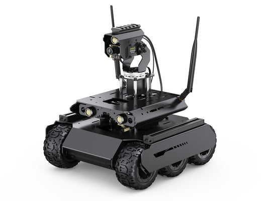 UGV Rover Open-Source 6 Wheels 4WD AI Robot For Jetson Orin Series Board, Dual Controllers, 360° Flexible Omnidirectional Pan-Tilt, Optional For Jetson Orin Nano 4GB Kit