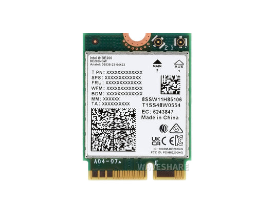 Wireless BE200 NIC, Gigabit Tri-Band Wi-Fi 7, IEEE 802.11a/b/g/n/ac/be/ax Standard, Bluetooth 5.4