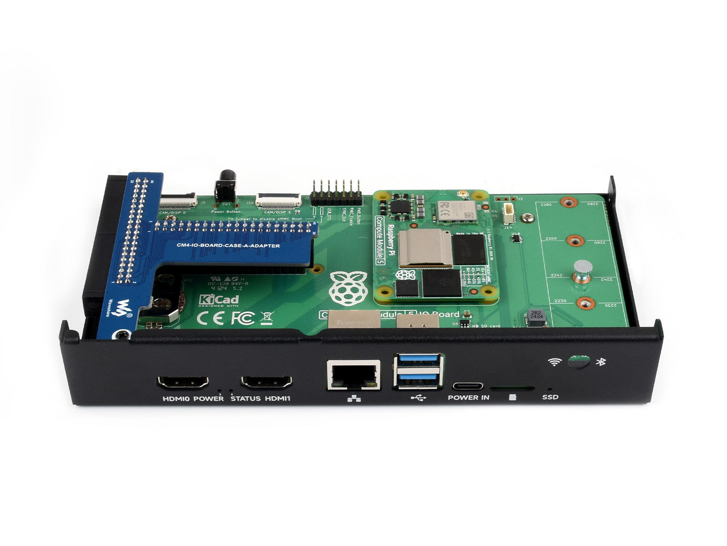Metal Case Designed For Raspberry Pi Official Compute Module 5 IO Board, Comes With Cooling Fan