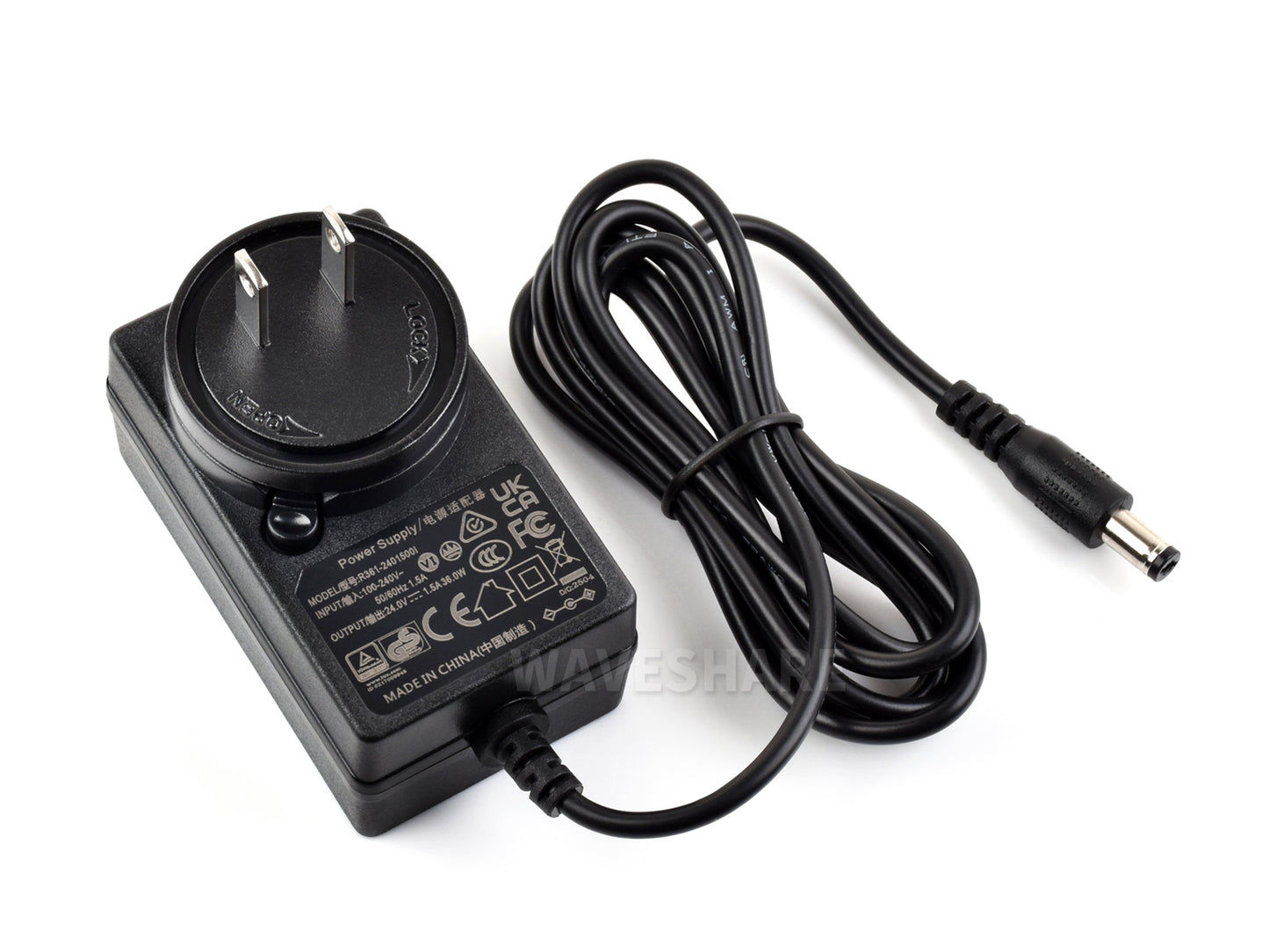 Power Supply, Power Adapter, 24V / 1.5A, DC Jack Output, OD 5.5mm, ID 2.1mm, Available In US / EU / UK Plug