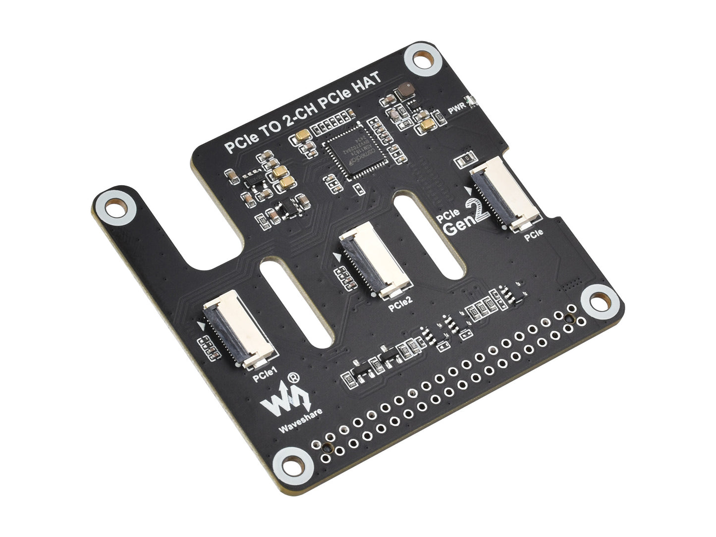 2-Ch PCIe FFC Adapter Board For Raspberry Pi 5, Expands 2-Ch PCIe FFC Connectors, Supports Stacking Multiple PCIe HATs, Raspberry Pi 5 PCIe HAT