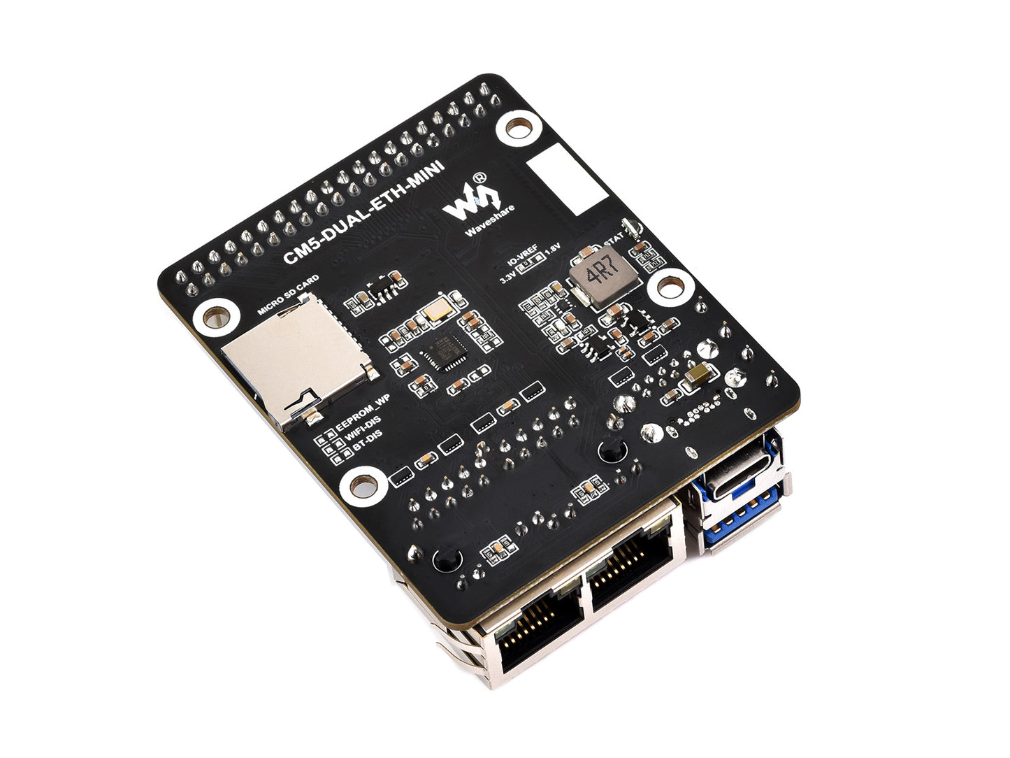 Mini Dual Gigabit Ethernet Base Board / Mini-Computer Kit Designed for Raspberry Pi Compute Module 5 (NOT Included), For All Variants Of CM5