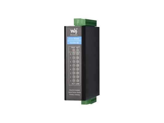 8-Ch RS485 to RJ45 Ethernet Serial Server, 8 Channels RS485 Independent Operation, Rail-mount Industrial Isolated Serial Module, Optional PoE Function