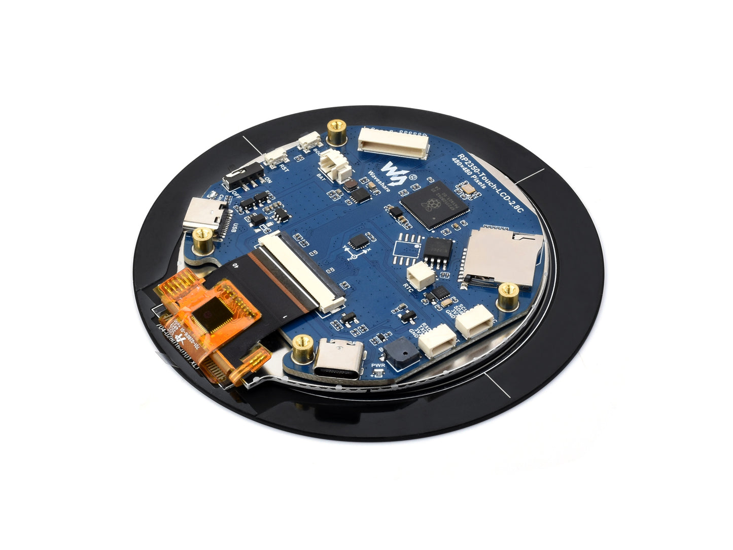 RP2350 2.8inch Round Display Development Board, 480×480, Based On The Raspberry Pi RP2350B Dual-core & Dual-architecture Microcontroller, RGB Interface