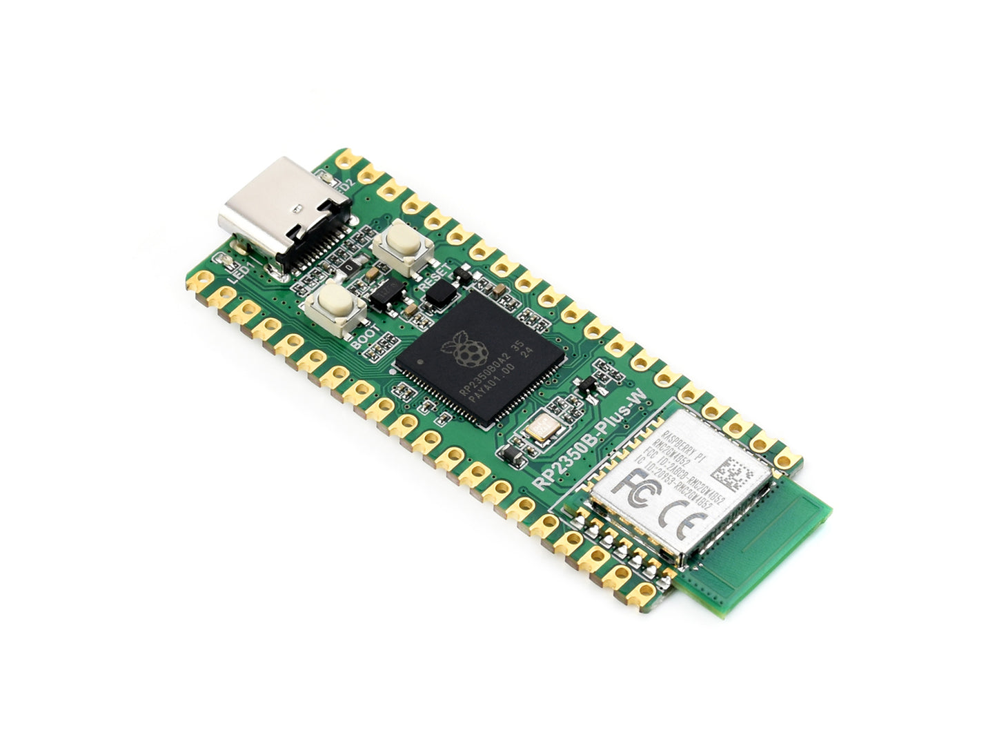 Waveshare RP2350B-Plus-W Development Board, Raspberry Pi RP2350B Dual-core & Dual-architecture Microcontroller, Supports Wi-Fi and Bluetooth, 520KB SRAM And 16MB Flash Memory