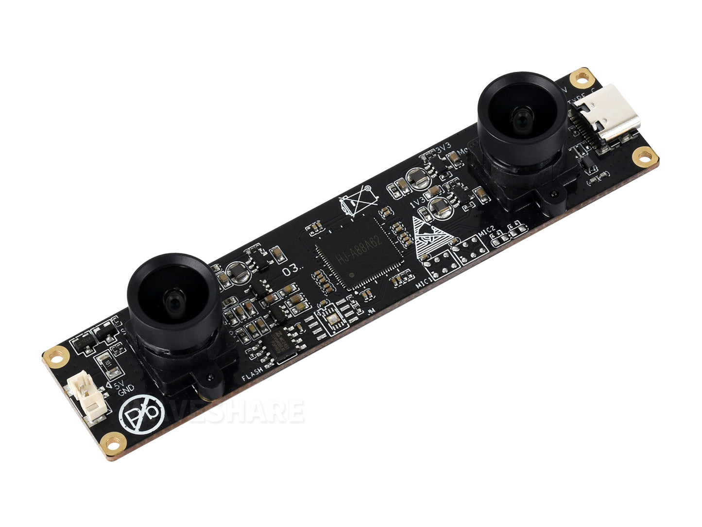 OS02G10 2MP Stereo USB Camera Module, OS02G10 Sensor Chip, USB2.0 Port, Synchronized Same-frame Output, 62mm Baseline, Featuring Distortion-free Lenses