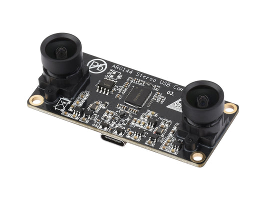 AR0144 2MP Stereo USB Camera Module, AR0144 Sensor Chip, USB2.0 Port, Synchronized Same-frame Output, 52mm Baseline, Featuring Distortion-free Lenses