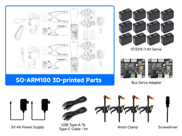SO-ARM100 / 101 Open-Source 6-Axis Robotic Arm, Native Support For Hugging Face LeRobot, High-Torque Bus Servo, Photosensitive Resin 3D-printed Parts