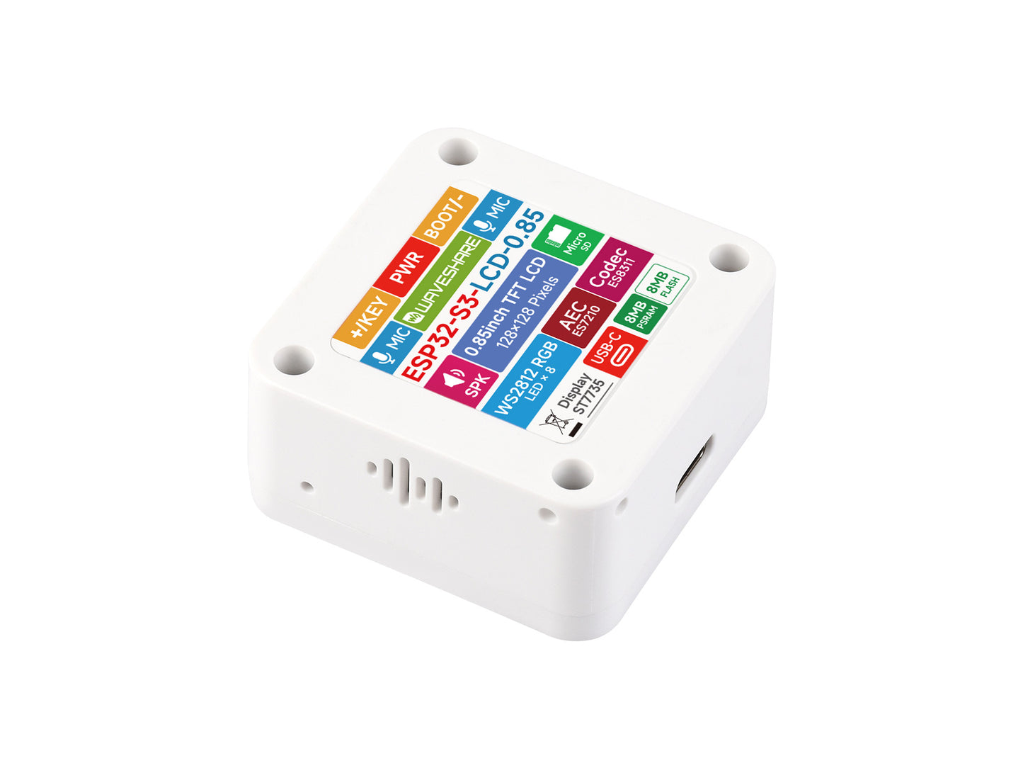 ESP32-S3 0.85inch LCD Display Development Board, 128 × 128 Resolution, Onboard Dual Microphones Array And Surround RGB LEDs, Supports 2.4GHz Wi-Fi And BLE 5